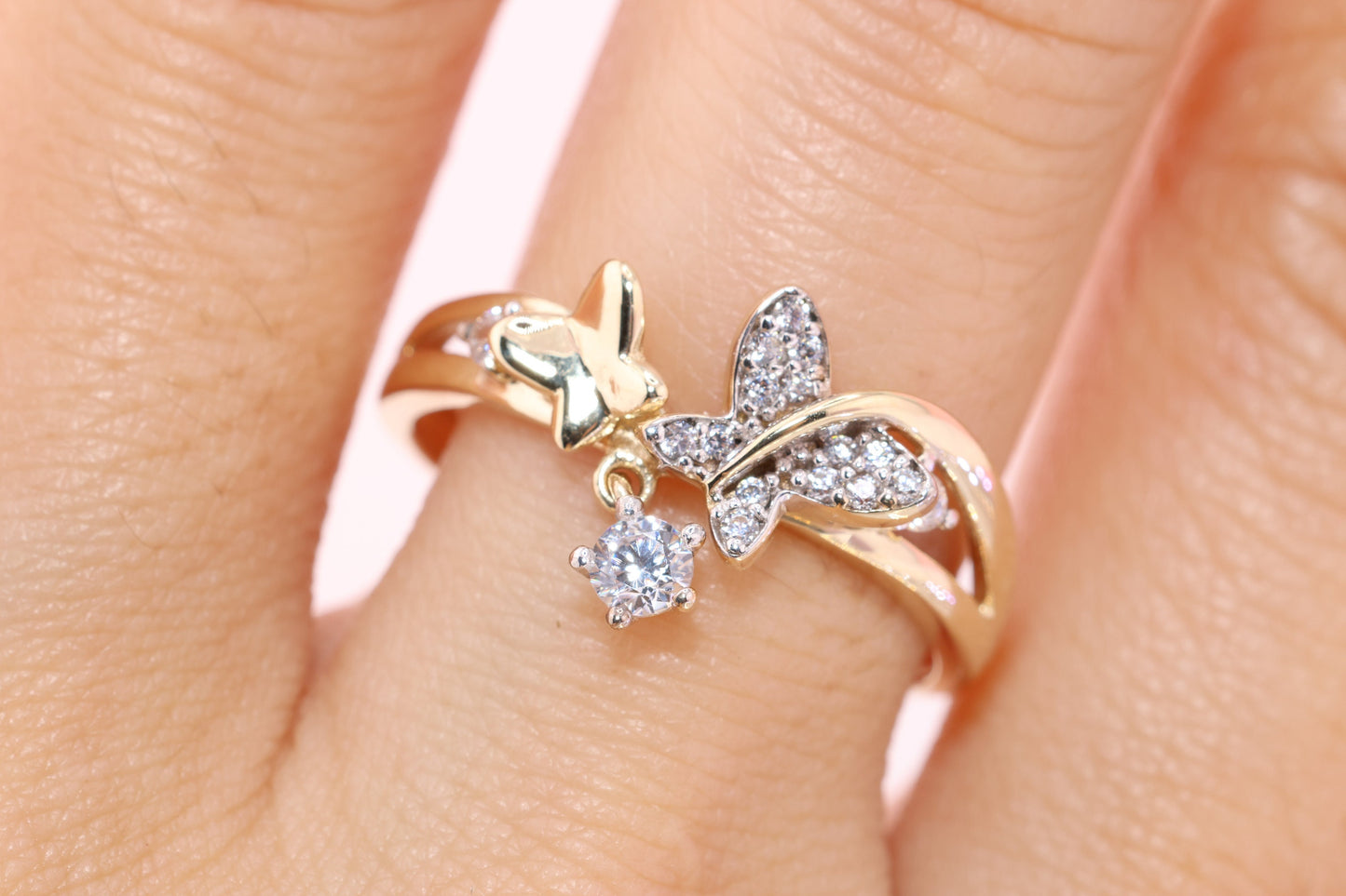 14k CZ Butterfly Ring G