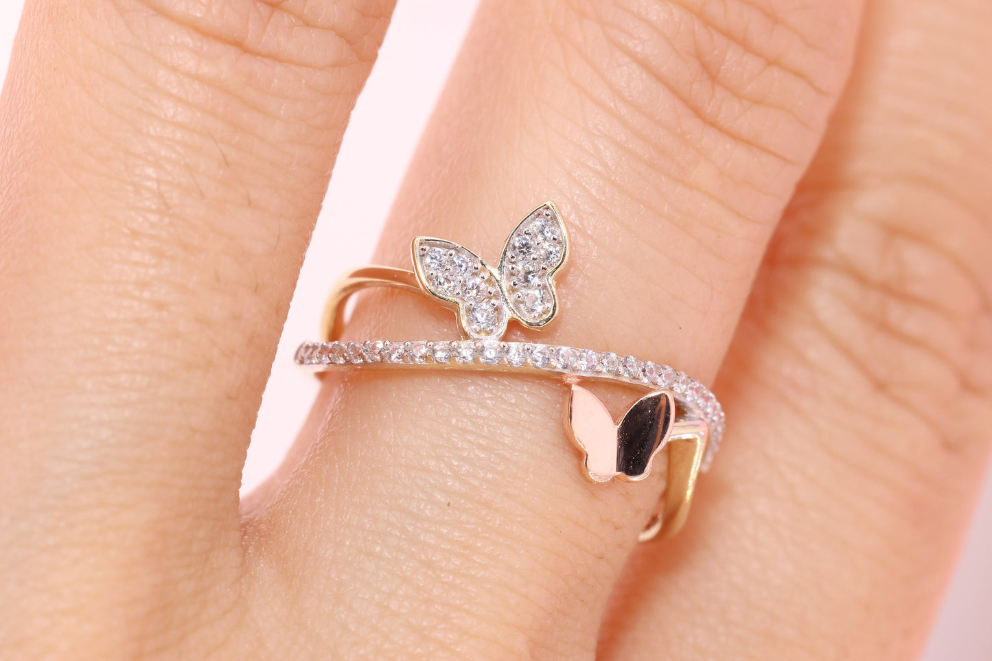 14k CZ Butterfly Ring F