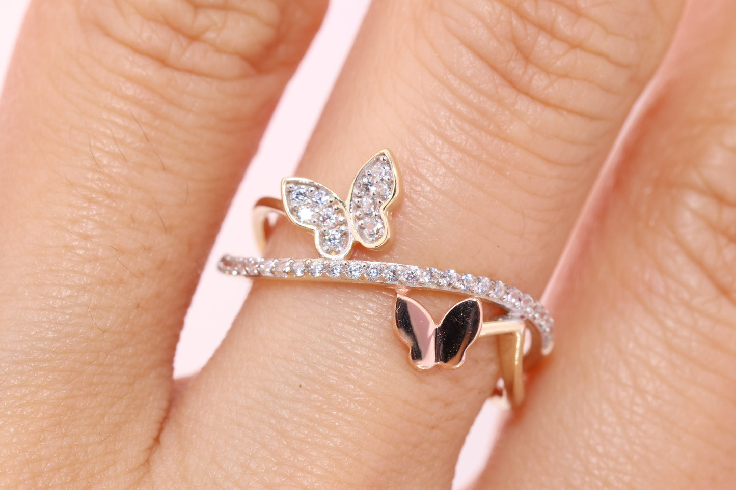 14k CZ Butterfly Ring F