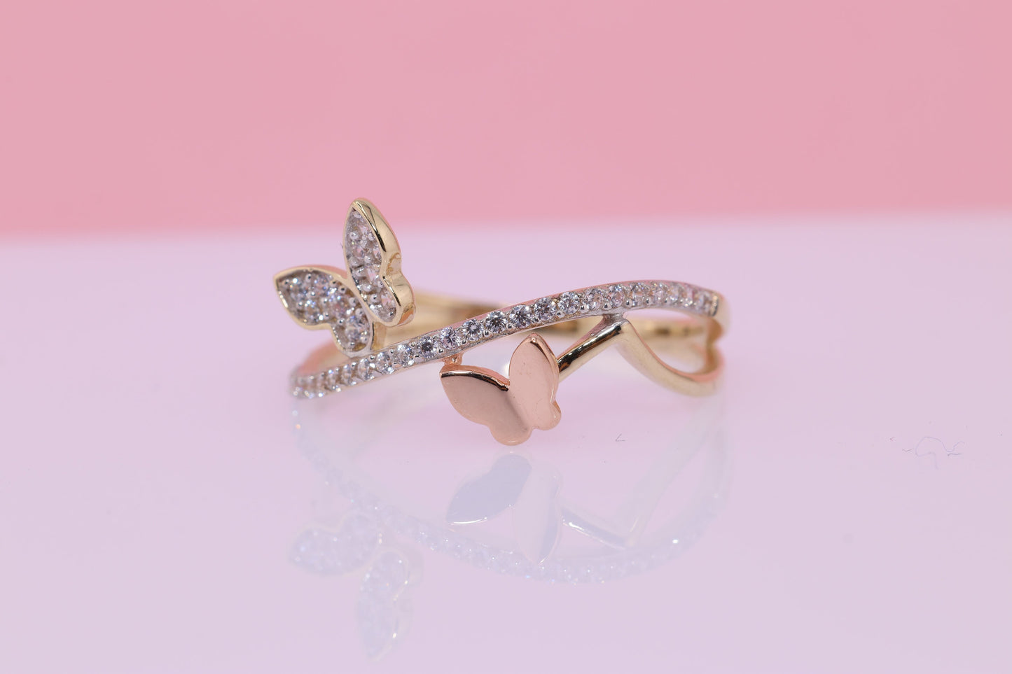 14k CZ Butterfly Ring F