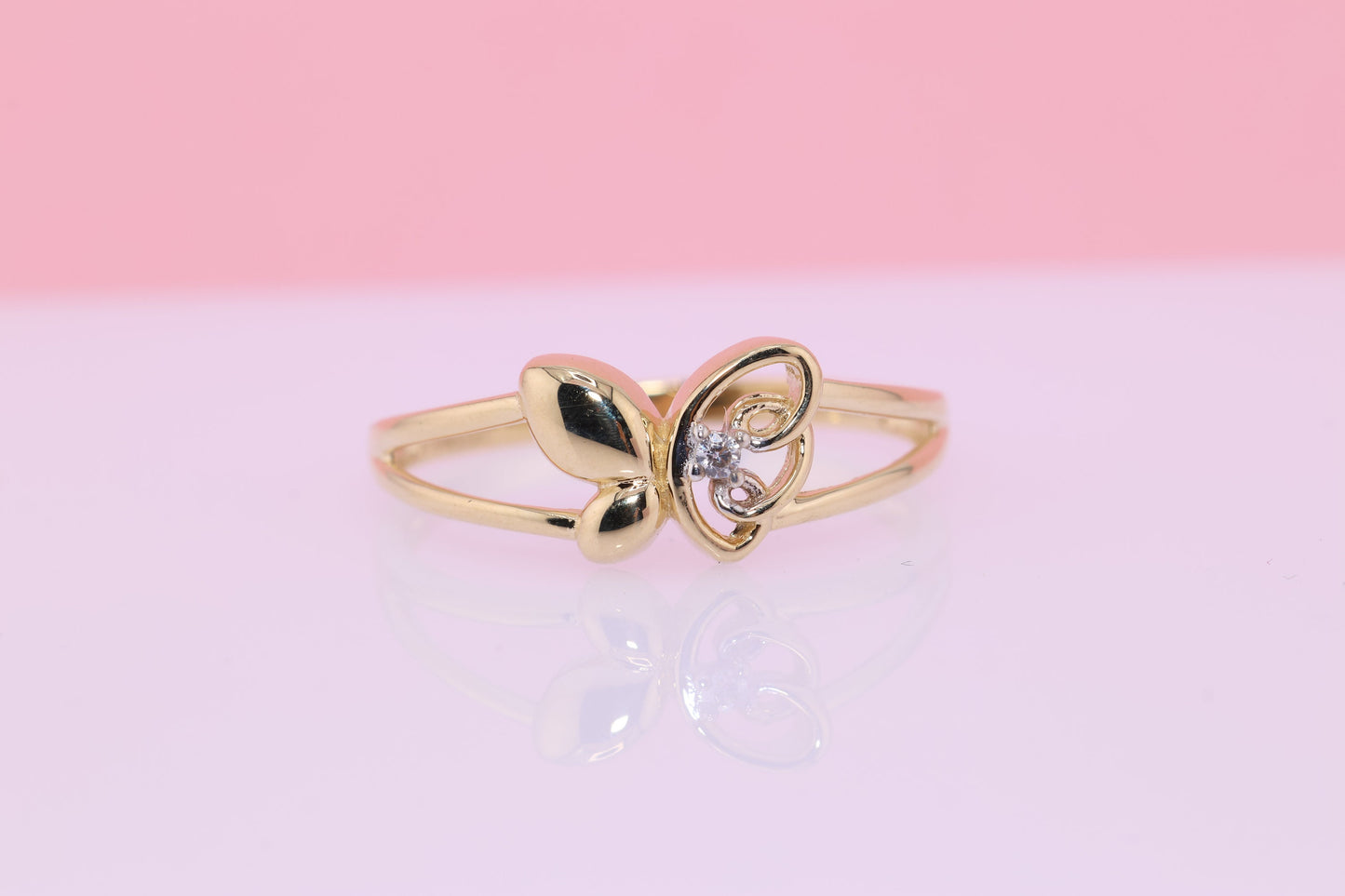 14k CZ Butterfly Ring E