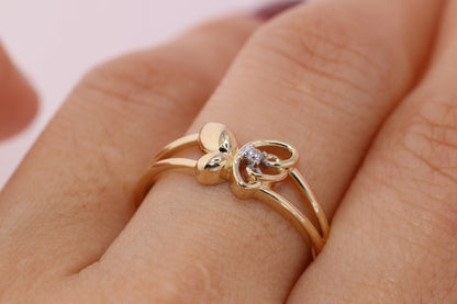 14k CZ Butterfly Ring E