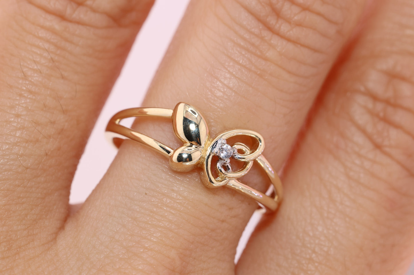 14k CZ Butterfly Ring E