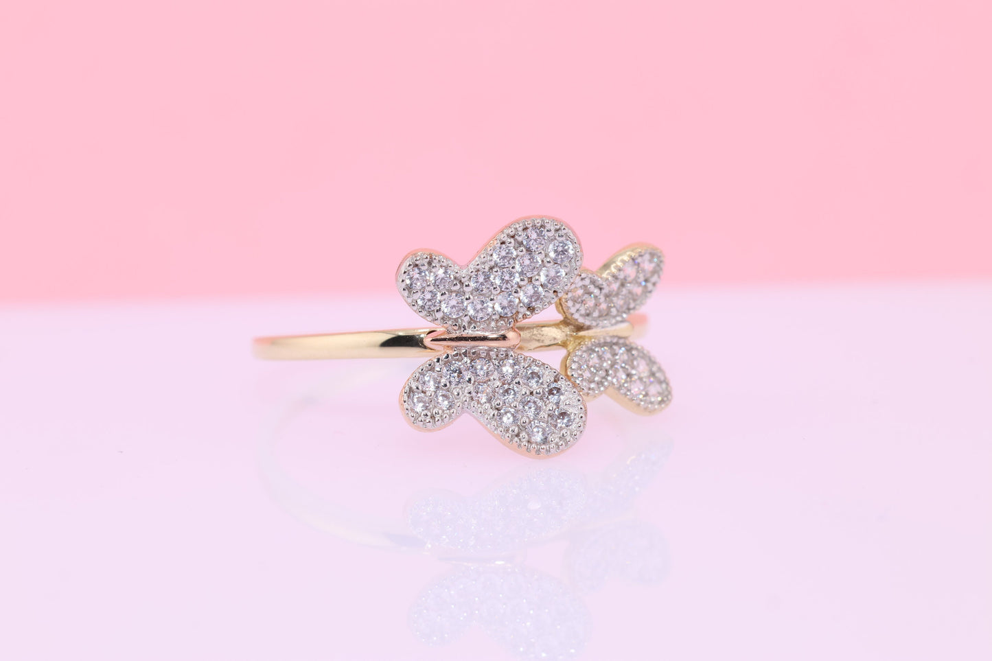 14k CZ Butterfly Ring D