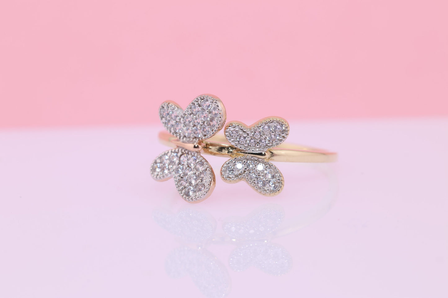 14k CZ Butterfly Ring D