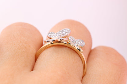 14k CZ Butterfly Ring D