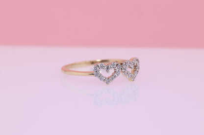 14K Solid Gold Heart CZ Ring B