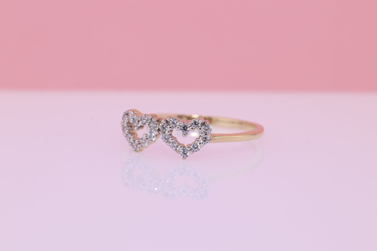 14K Solid Gold Heart CZ Ring B