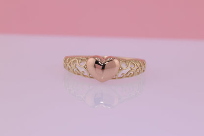 14K Solid Gold Heart Ring C