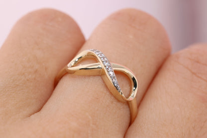 14K Solid Gold Infinity Ring C