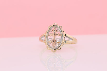 14k Solid Gold Cross Ring A