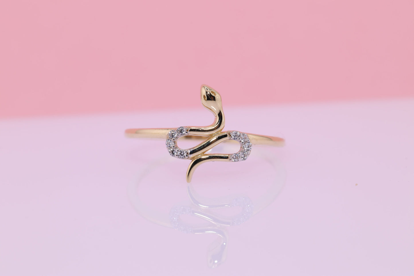 14K Solid Gold Snake Ring B