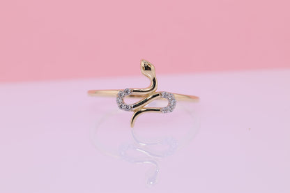 14K Solid Gold Snake Ring B