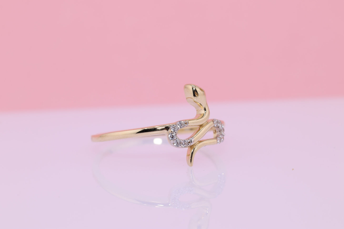 14K Solid Gold Snake Ring B