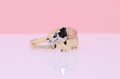 14k Gold Cubic Zirconia Elephant Ring G