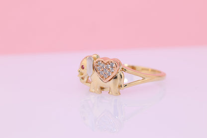 14k Gold Cubic Zirconia Elephant Ring E