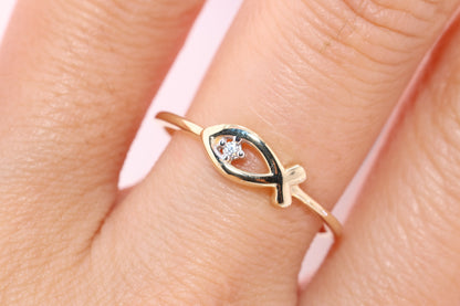 14k Solid Gold CZ Ring