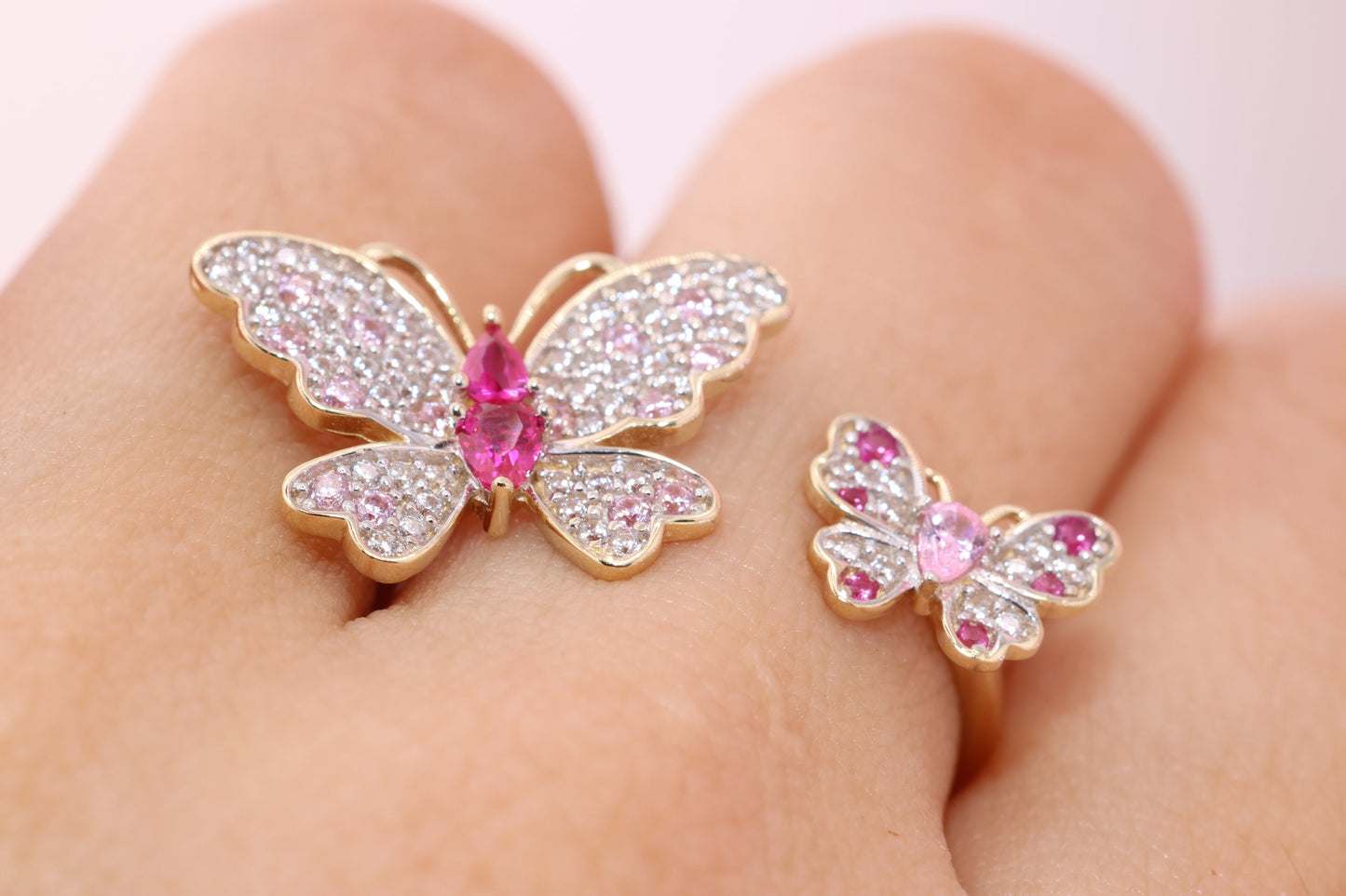 14k Pink CZ Butterfly Ring