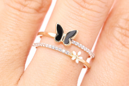 14k Enamel Butterfly Ring