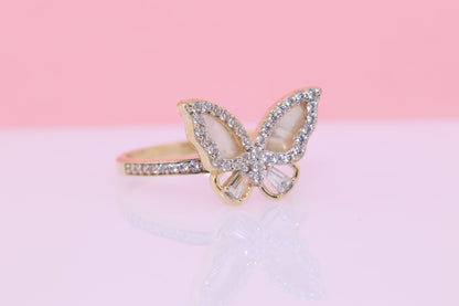 14k Mother of Pearl Butterfly Ring