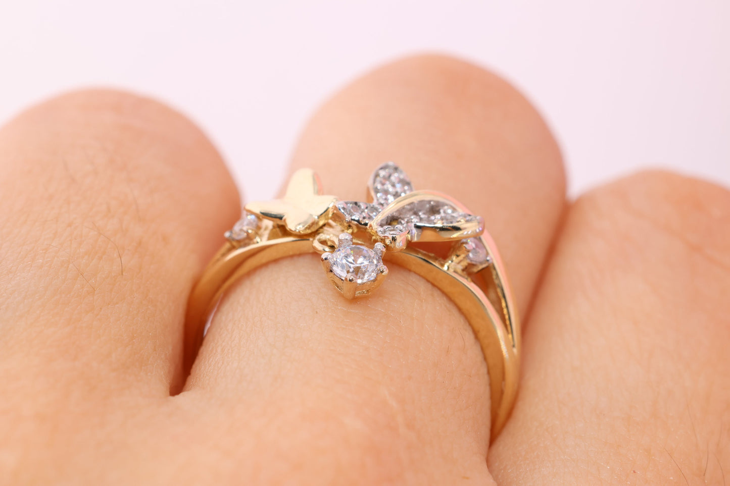 14k CZ Butterfly Ring G