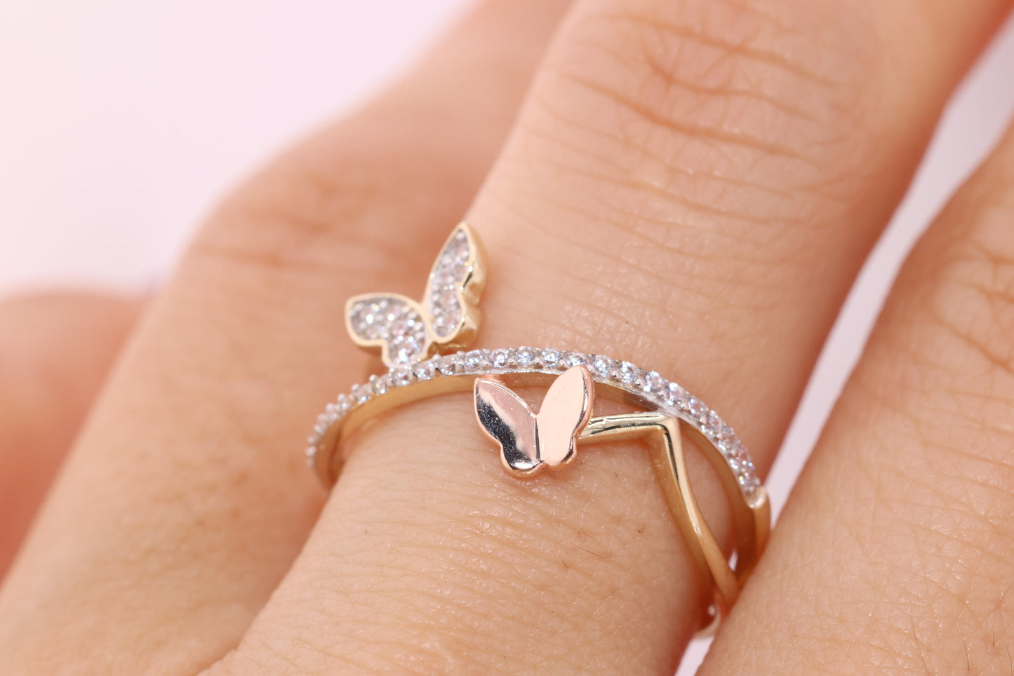 14k CZ Butterfly Ring F