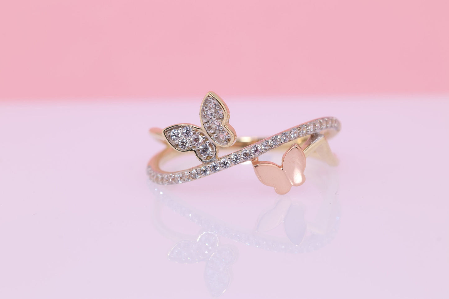 14k CZ Butterfly Ring F