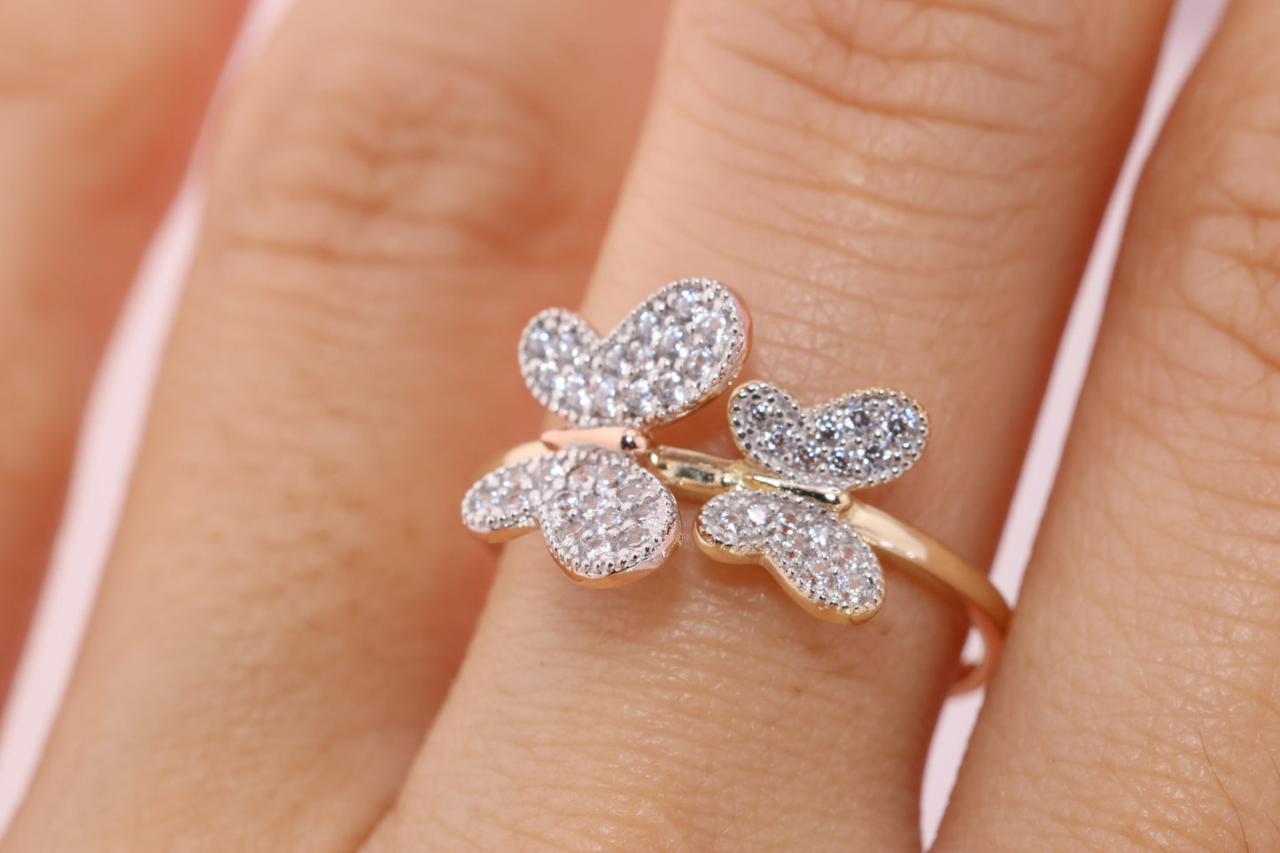 14k CZ Butterfly Ring D