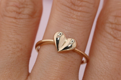 14K Solid Gold Heart Ring B