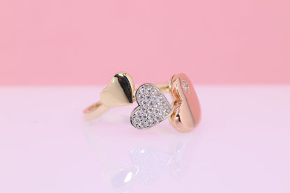 14K Solid Gold Heart CZ Ring G