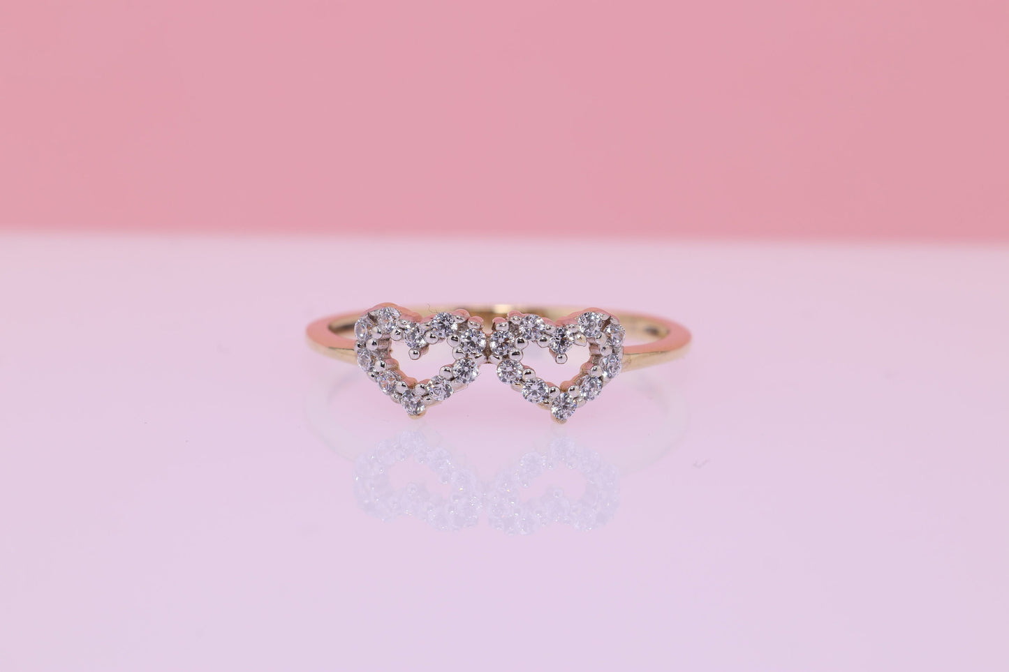 14K Solid Gold Heart CZ Ring B