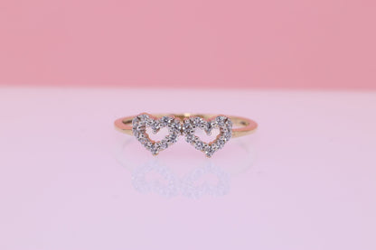 14K Solid Gold Heart CZ Ring B