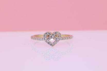 14K Solid Gold Heart Infinity CZ Ring