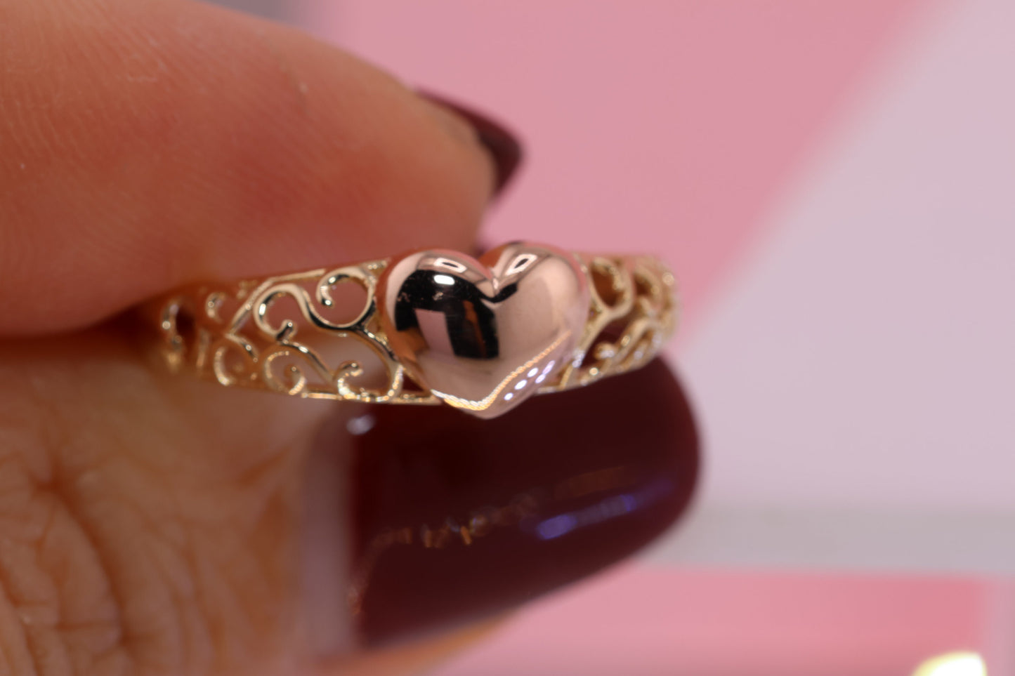 14K Solid Gold Heart Ring C