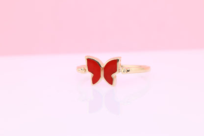 14k Two Side CZ Color Butterfly Ring