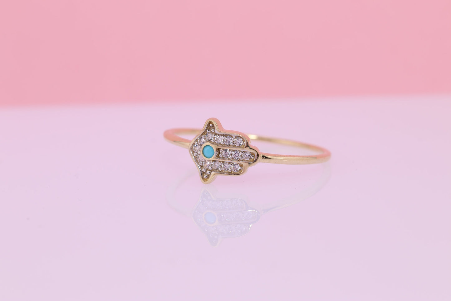 14k Solid Gold Hamsa Ring