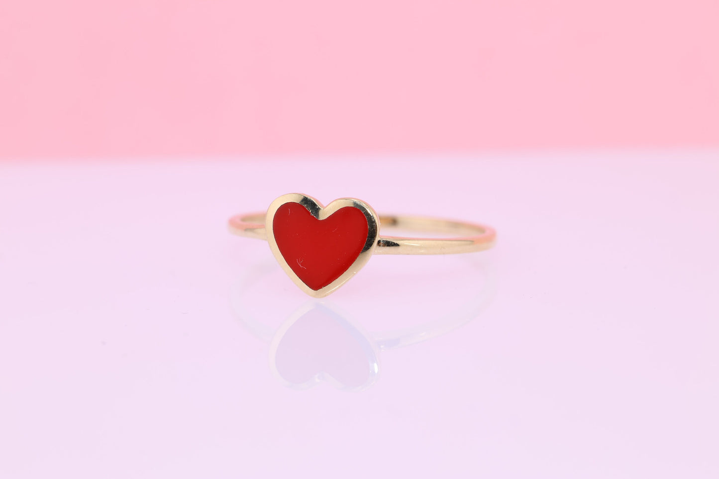 14k Red Enamel Heart Ring