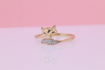 14k Solid Gold Fox Ring