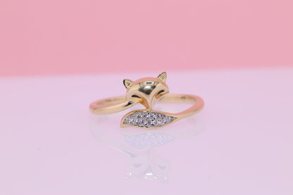 14k Solid Gold Fox Ring