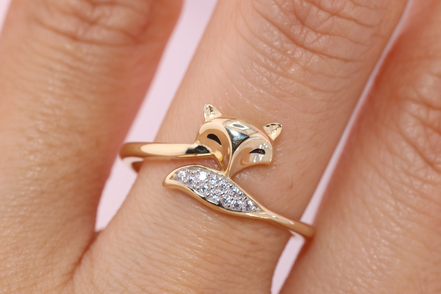 14k Solid Gold Fox Ring