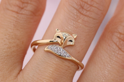 14k Solid Gold Fox Ring