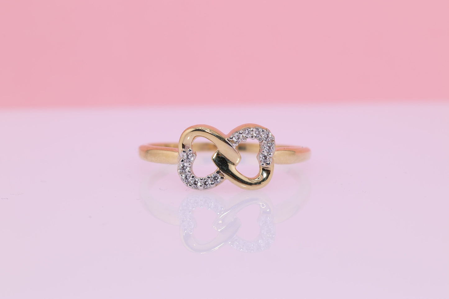 14k Solid Gold Infinity Sign CZ Beautiful Statement Ring