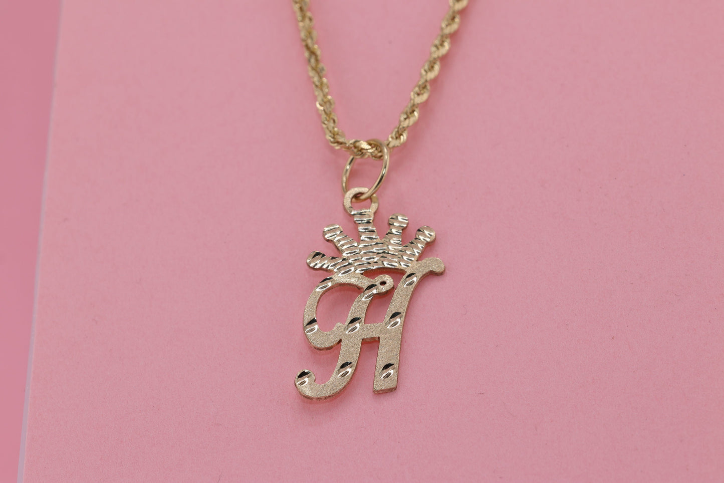 10k King Crown Initial Pendant