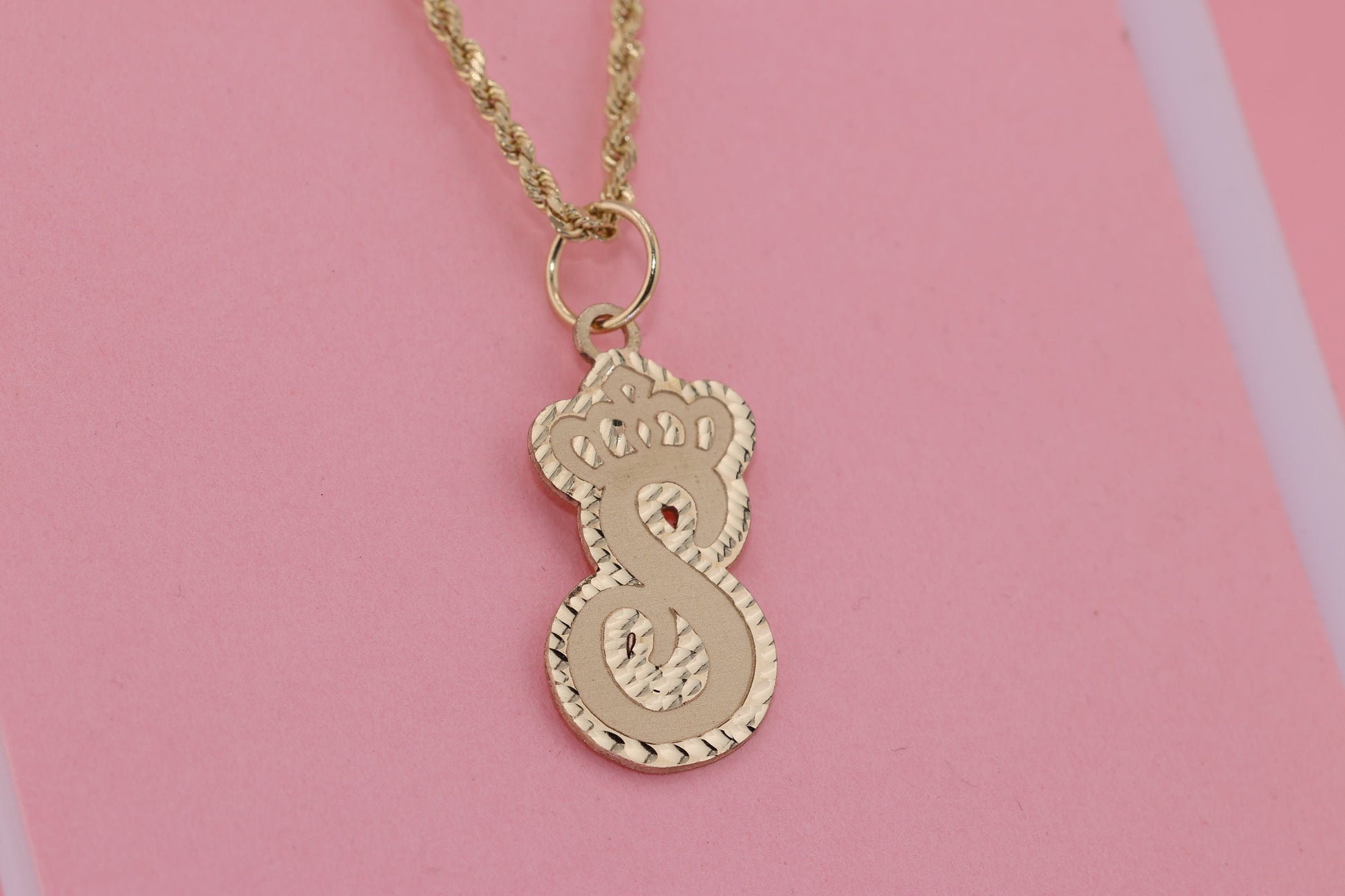 10K Tiara Crown Initial Pendant