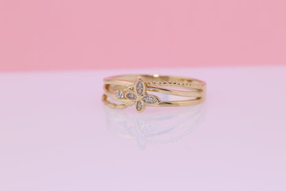 14k CZ Butterfly Ring C