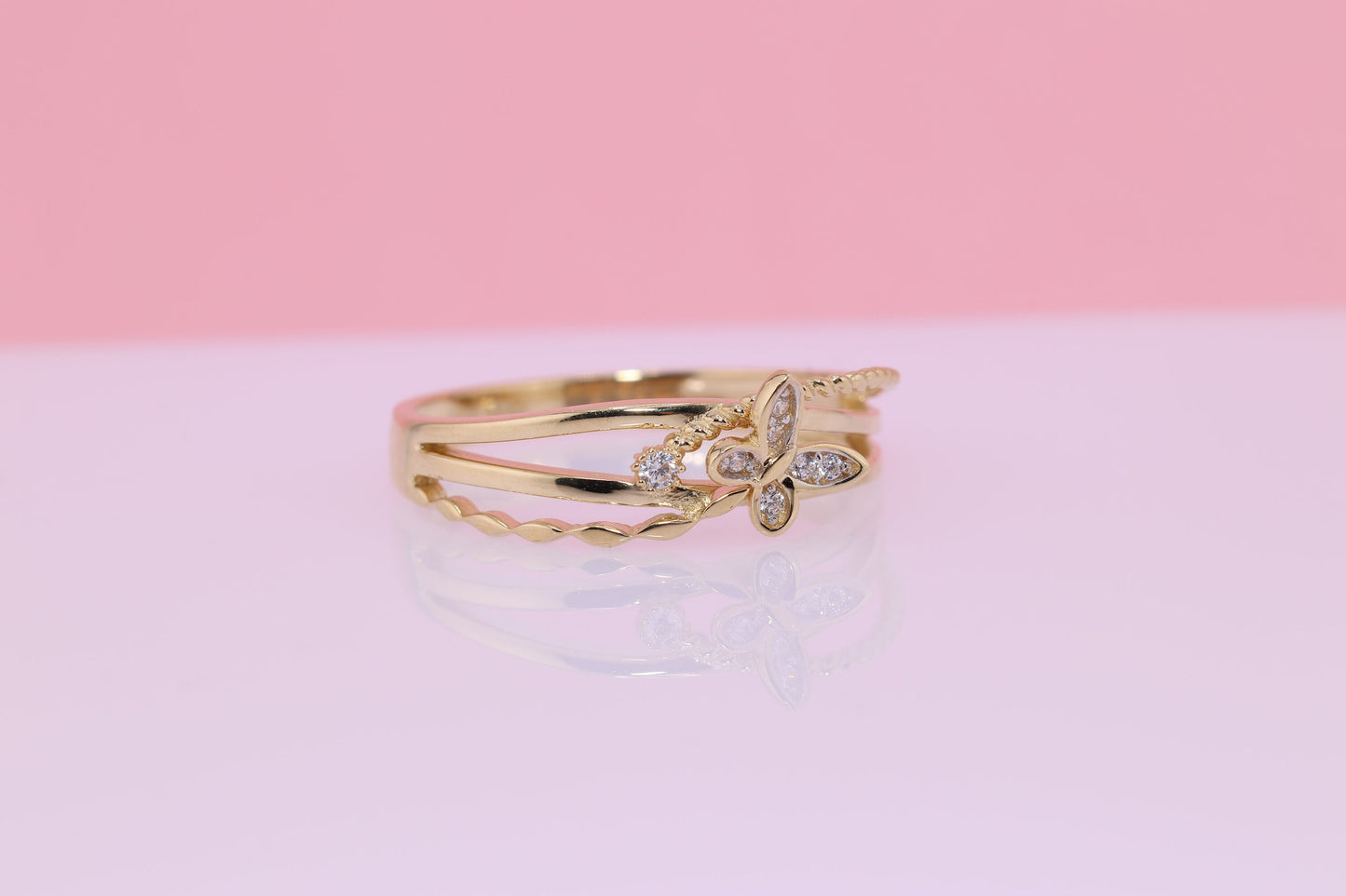 14k CZ Butterfly Ring C