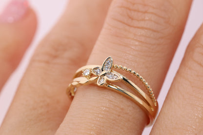 14k CZ Butterfly Ring C