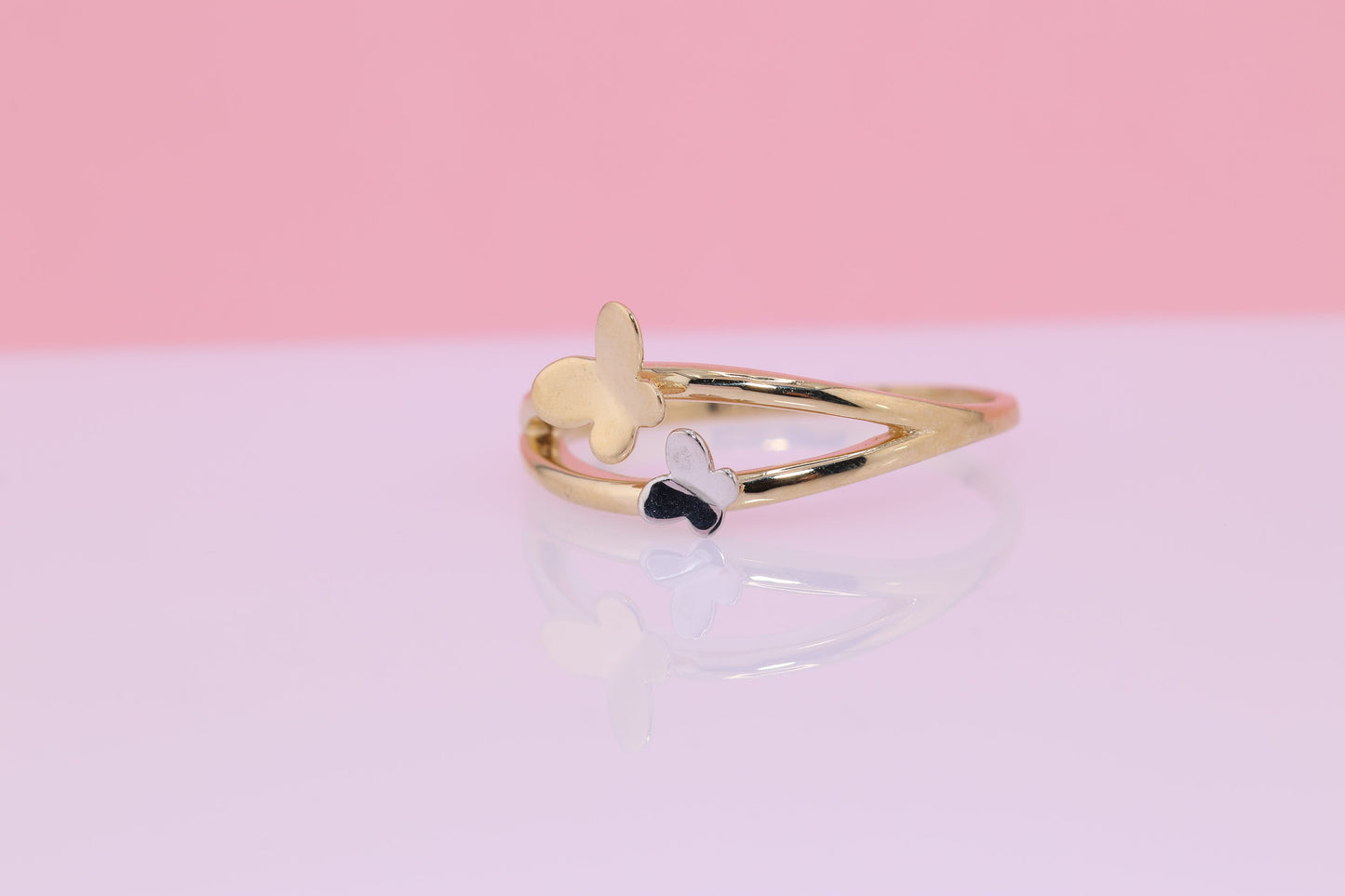 14k Two Color Butterfly Ring