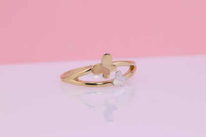 14k Two Color Butterfly Ring