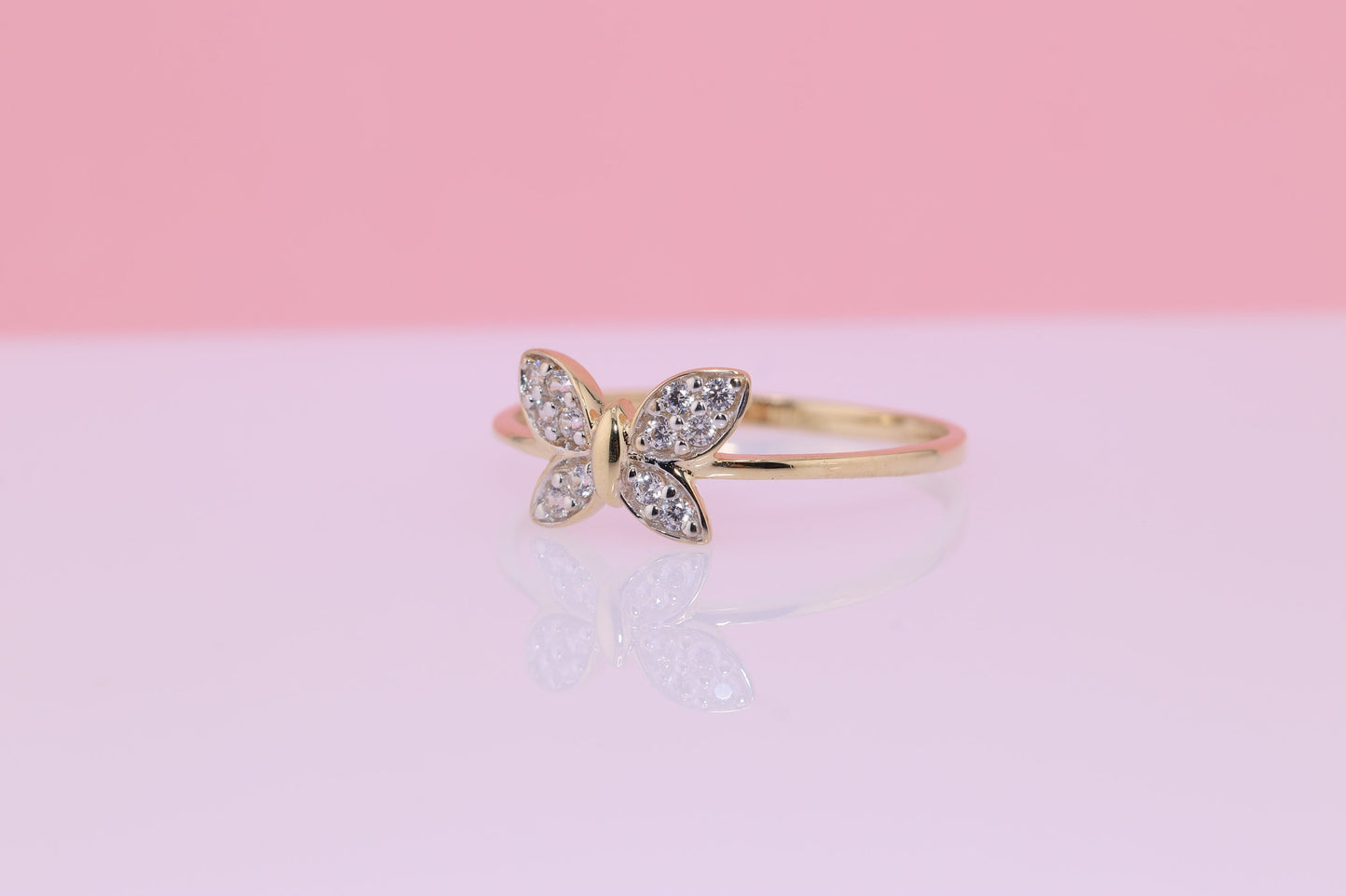 14k CZ Butterfly Ring A